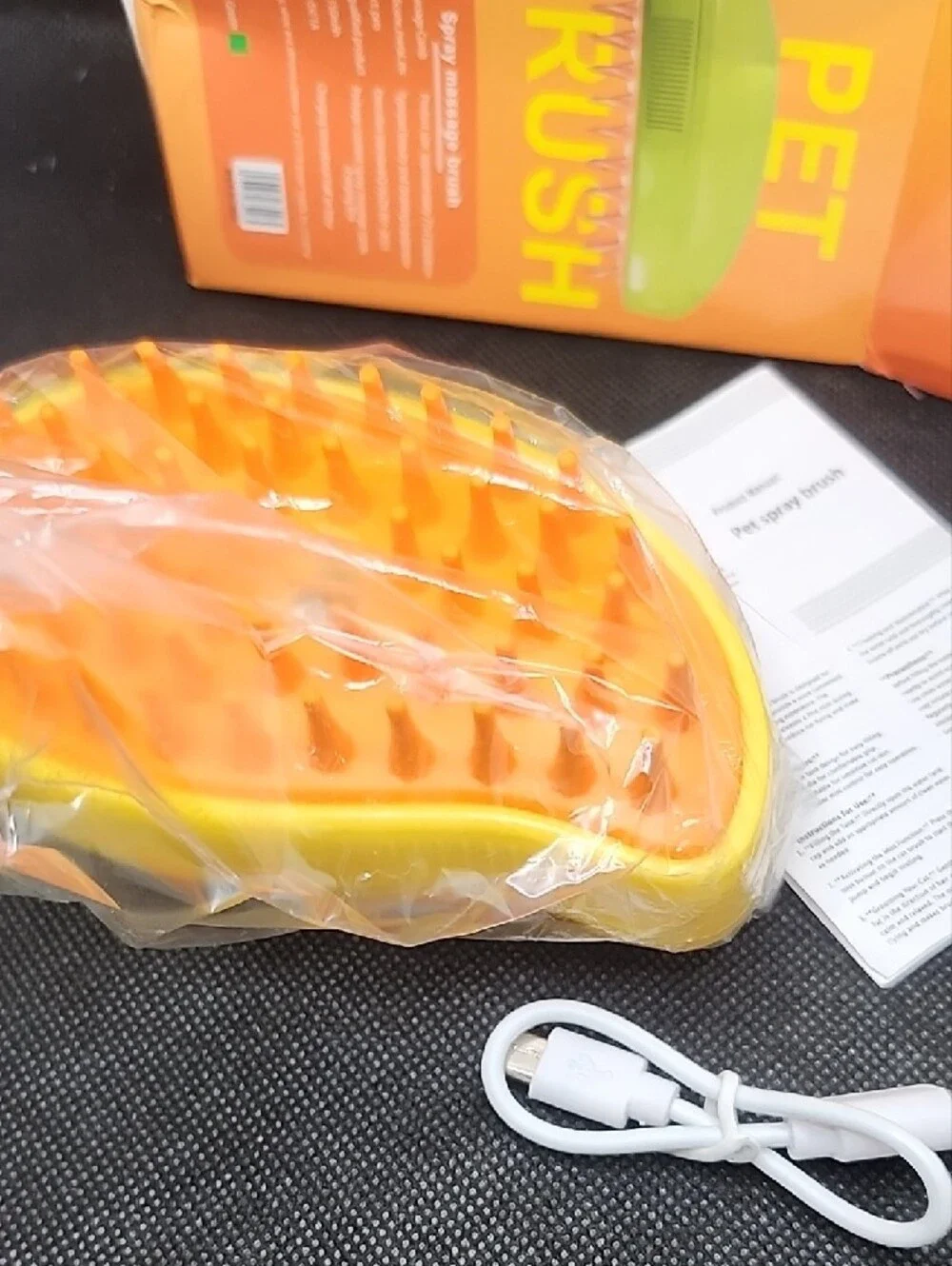 Pet Brush Spray Massage Grooming Brush - Orange/Yellow